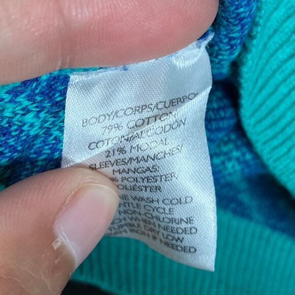 Ann Taylor Loft Womens Shirt Turquoise Geometric Diamond Cap Sleeve Modal S - Picture 7 of 12